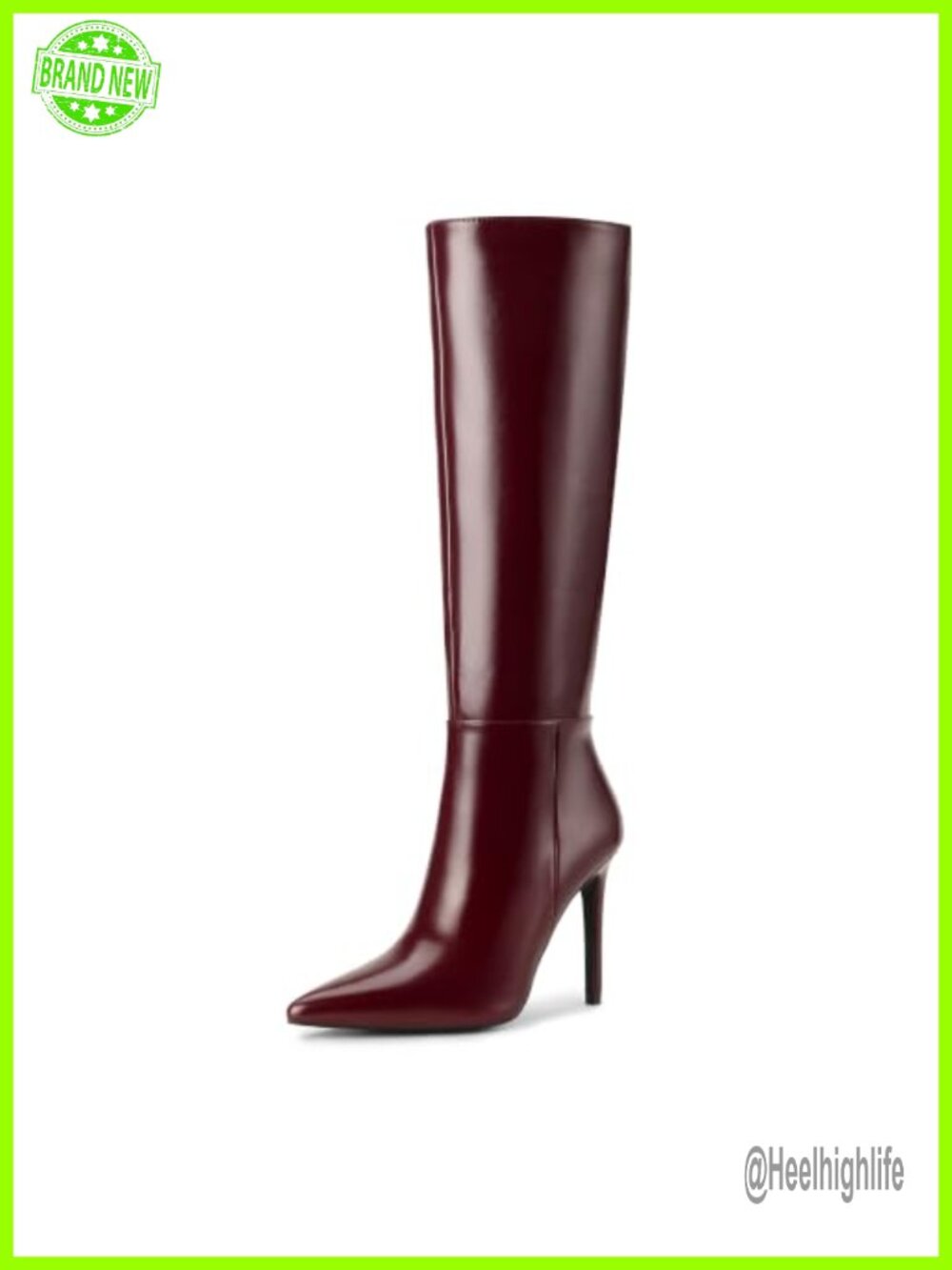 IDIFU Knee High Pointed Toe Stiletto Heel Faux Leather Boots Women